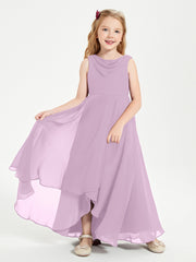 Junior Robes de Demoiselle d'Honneur Modernes à Col Cowl Asymétrique Glycine