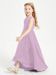 Junior Robes de Demoiselle d'Honneur Modernes à Col Cowl Asymétrique Glycine