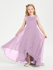 Junior Robes de Demoiselle d'Honneur Modernes à Col Cowl Asymétrique Glycine