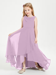 Junior Robes de Demoiselle d'Honneur Modernes à Col Cowl Asymétrique Glycine