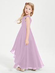 Junior Robes de Demoiselle d'Honneur Modernes à Col Cowl Asymétrique Glycine