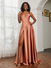 Robe Capot en A-ligne avec Fente Bronzer