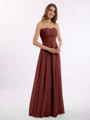Robes Demoiselle d'honneur Sans Bretelles Mousseline Plissées terracotta
