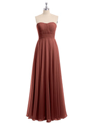 Robes Demoiselle d'honneur Sans Bretelles Mousseline Plissées terracotta Grande Taille