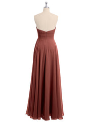 Robes Demoiselle d'honneur Sans Bretelles Mousseline Plissées terracotta