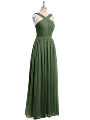 Devant Croisé Mousseline Robe Longue avec Nœud Olive Verte Grande Taille