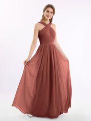 Devant Croisé Mousseline Robe Longue avec Nœud terracotta Grande Taille