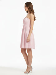 Sans Bretelles Col en Cœur Robe Demoiselle d'honneur Courte Rose Bonbon