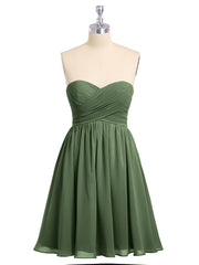 Sans Bretelles Col en Cœur Robe Demoiselle d'honneur Courte Olive Verte Grande Taille