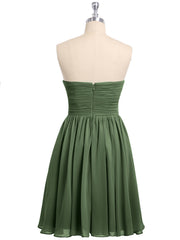 Sans Bretelles Col en Cœur Robe Demoiselle d'honneur Courte Olive Verte