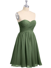 Sans Bretelles Col en Cœur Robe Demoiselle d'honneur Courte Olive Verte