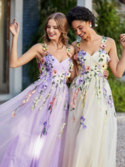 Robe de A-ligne en Tulle Longeur de Mollet à Col en Cœur Jonquille