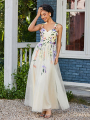 Robe de A-ligne en Tulle Longeur de Mollet à Col en Cœur Jonquille Grande Taille
