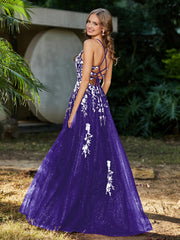 Robe de A-ligne en Tulle à Lacet et Col en V Régence
