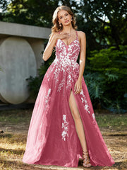 Robe de A-ligne en Tulle à Lacet et Col en V Pastèque Grande Taille