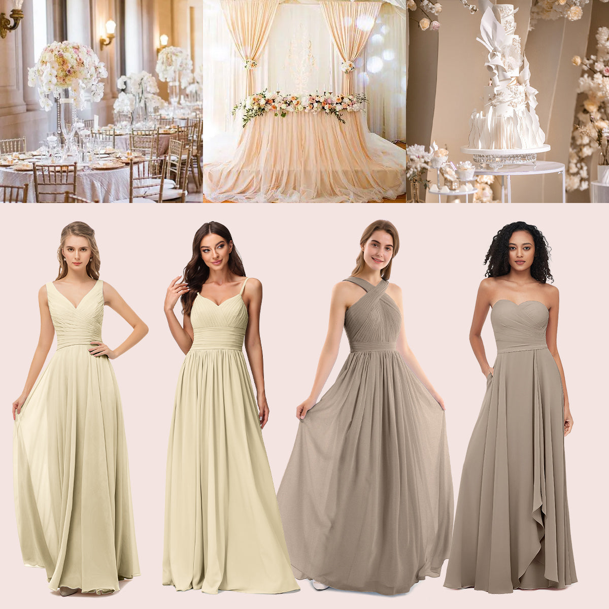 ROBES DE DEMOISELLE D’HONNEUR EN CHAMPAGNE