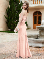 Robe Fourreau en Velours à Une Épaule et Bretelles Spaghetti Rose Perle