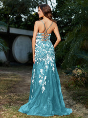 Robe Sirène en Tulle à Lacet et Col en V Piscine