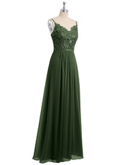 Dentelle Et Mousseline Robes Longues Avec Spaghetti Bretelles Olive Verte Grande Taille