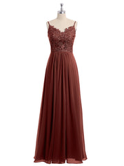 Dentelle Et Mousseline Robes Longues Avec Spaghetti Bretelles terracotta Grande Taille