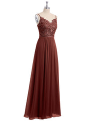 Dentelle Et Mousseline Robes Longues Avec Spaghetti Bretelles terracotta Grande Taille
