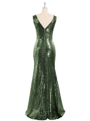 Devant Court Dos Longue Paillettes Robe Olive Verte Grande Taille