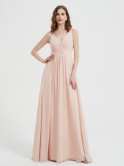 Dos Ouvert Mousseline Robes Avec Col En V Rose Perle Grande Taille