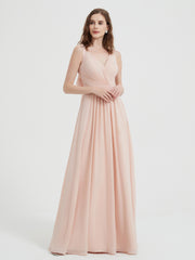 Dos Ouvert Mousseline Robes Avec Col En V Rose Perle Grande Taille
