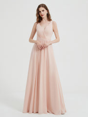 Dos Ouvert Mousseline Robes Avec Col En V Rose Perle Grande Taille