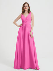 Dos Ouvert Mousseline Robes Avec Col En V Azalée Grande Taille