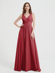Dos Ouvert Mousseline Robes Avec Col En V Bordeaux