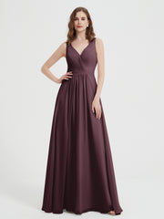 Dos Ouvert Mousseline Robes Avec Col En V Cabernet Grande Taille