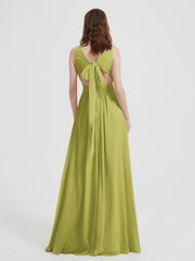 Dos Ouvert Mousseline Robes Avec Col En V Trèfle Grande Taille