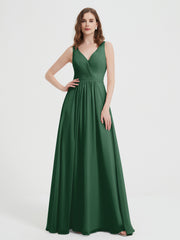 Dos Ouvert Mousseline Robes Avec Col En V Vert Foncé Grande Taille
