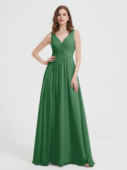 Dos Ouvert Mousseline Robes Avec Col En V Emeraude