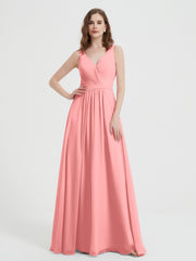 Dos Ouvert Mousseline Robes Avec Col En V Flamant