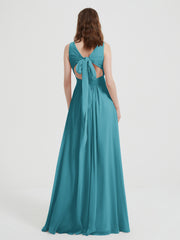 Dos Ouvert Mousseline Robes Avec Col En V Jade