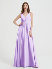 Dos Ouvert Mousseline Robes Avec Col En V Lilas Grande Taille
