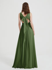 Dos Ouvert Mousseline Robes Avec Col En V Mousse Grande Taille