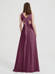 Dos Ouvert Mousseline Robes Avec Col En V Mûre