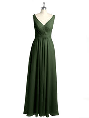 Dos Ouvert Mousseline Robes Avec Col En V Olive Verte