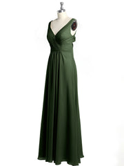 Dos Ouvert Mousseline Robes Avec Col En V Olive Verte