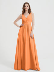 Dos Ouvert Mousseline Robes Avec Col En V Orange Grande Taille