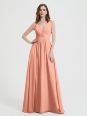 Dos Ouvert Mousseline Robes Avec Col En V Papaye Grande Taille