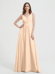 Dos Ouvert Mousseline Robes Avec Col En V Pêche Grande Taille