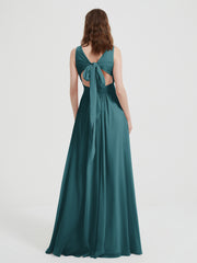 Dos Ouvert Mousseline Robes Avec Col En V Paon Grande Taille