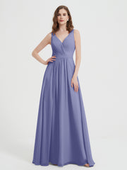 Dos Ouvert Mousseline Robes Avec Col En V Pervenche