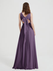 Dos Ouvert Mousseline Robes Avec Col En V Plum Grande Taille