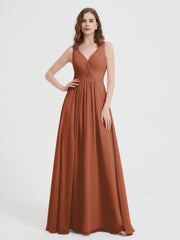 Dos Ouvert Mousseline Robes Avec Col En V Rouille