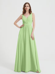 Dos Ouvert Mousseline Robes Avec Col En V Sauge Grande Taille